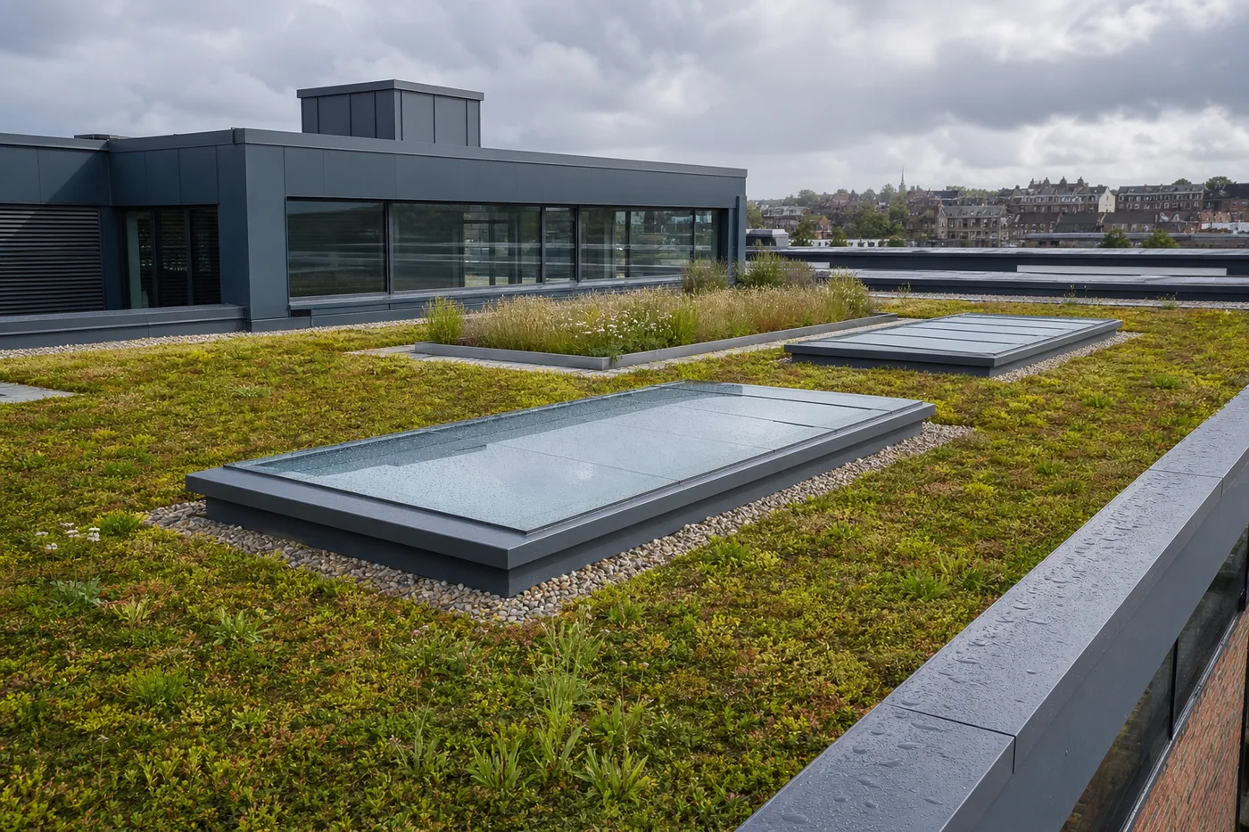 Concept image of a completed commercial green roof